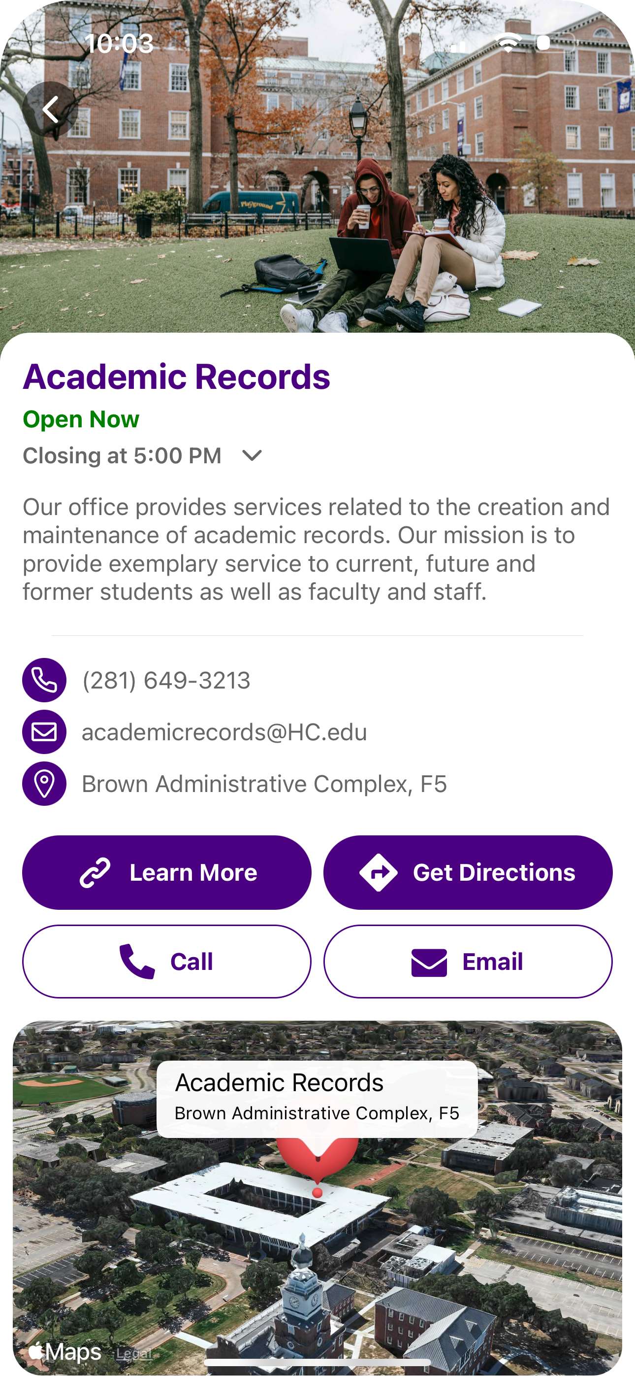 Department & Facility Info On-Demand